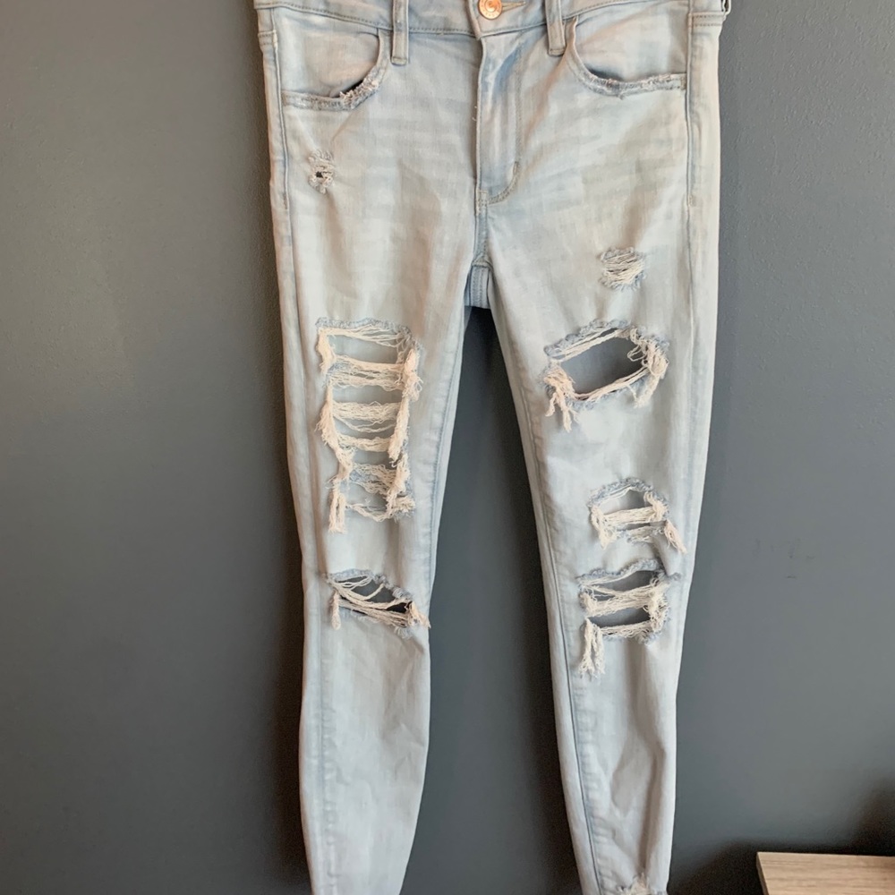American Eagle ripped distressed skinny jeans sz 6